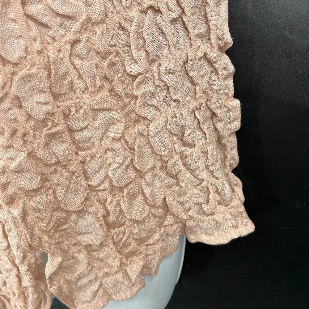 HOBBS crinkle scarf wrap pale blush pink merino wool silk effortlessly chic euro